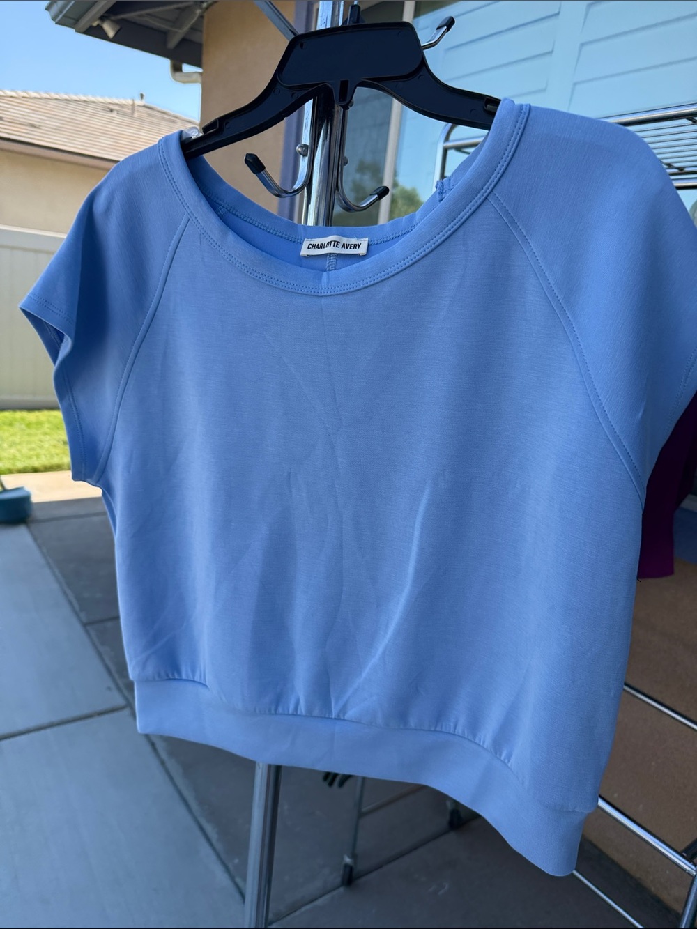 Charlotte Avery Periwinkle Short-Sleeve Crop Top